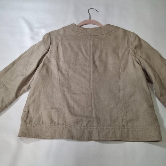 Marvin Richards Womens Tan Natural Linen Cropped Jacket Blazer Size M Vintage - Picture 9 of 15